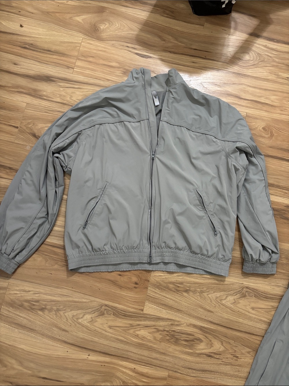 SKIMS Over Sized Gray Track Set Zip-Front Windbreaker Jacket and Pants Set